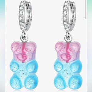 Silver and Blue Gummy Bear Earrings perfect for festivals
